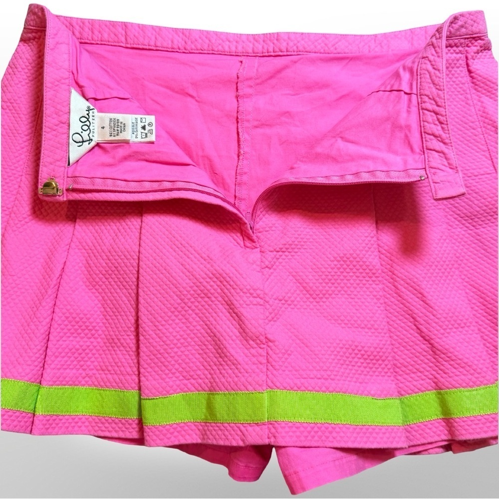 💖 Lilly Pulitzer Preppy Pink Tennis Skort | Lime Green Trim | Size 4 - Picture 3 of 11